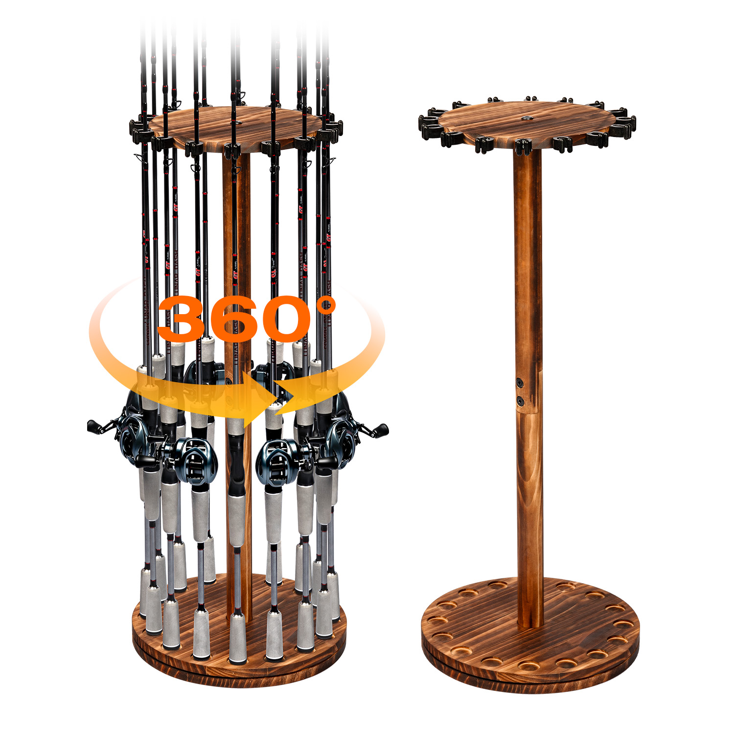 Woodworking Show - Suporte Giratório de Madeira Carbonizada para